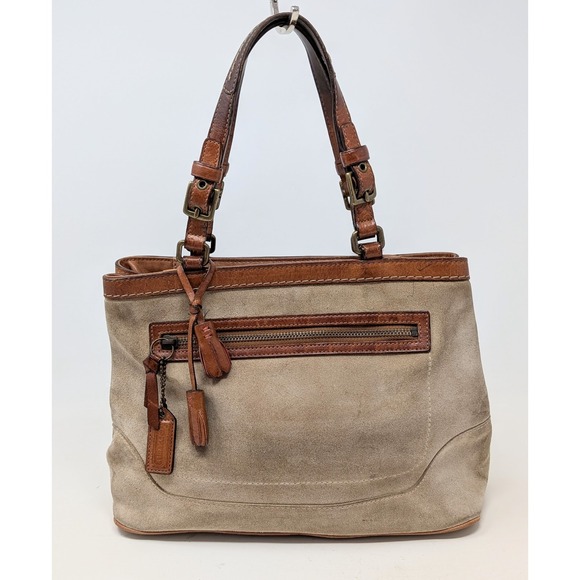 Coach Handbags - Vintage Coach 7476 Hampton Suede Tassel Satchel Bag Purse Camel Tan -*READ*